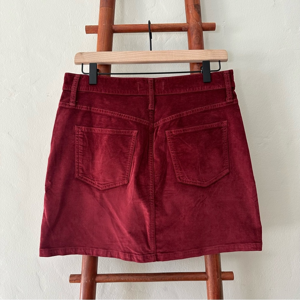 Madewell Stretch Velveteen Straight Zip Mini Skirt - Dark Cabernet - NWT - 27 - Picture 5 of 8
